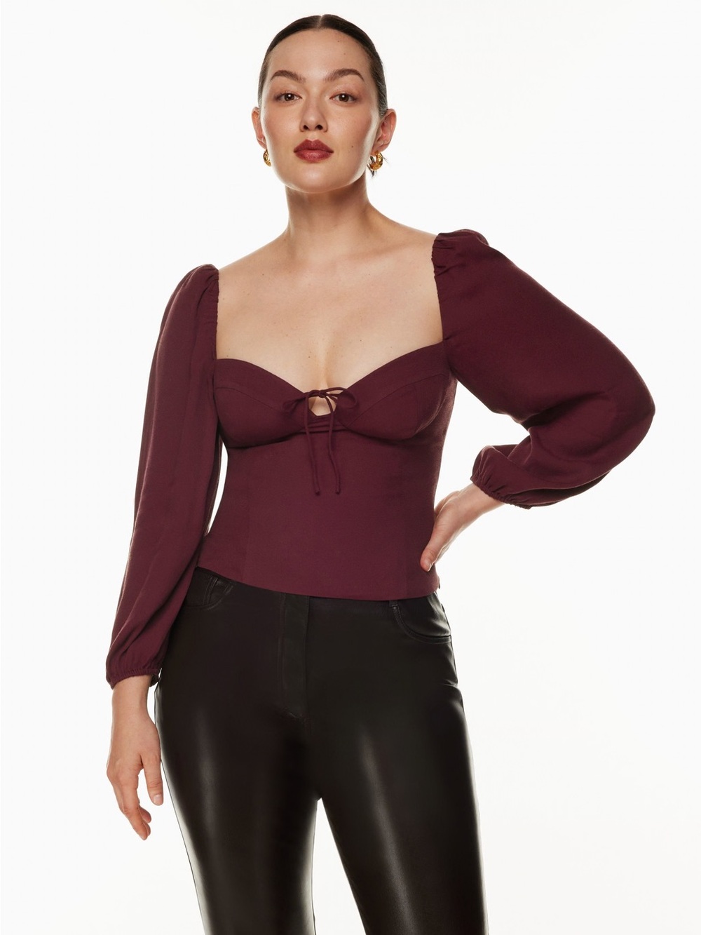 Aritzia Wilfred Novella Blouse Size L in Spiced Burgundy
